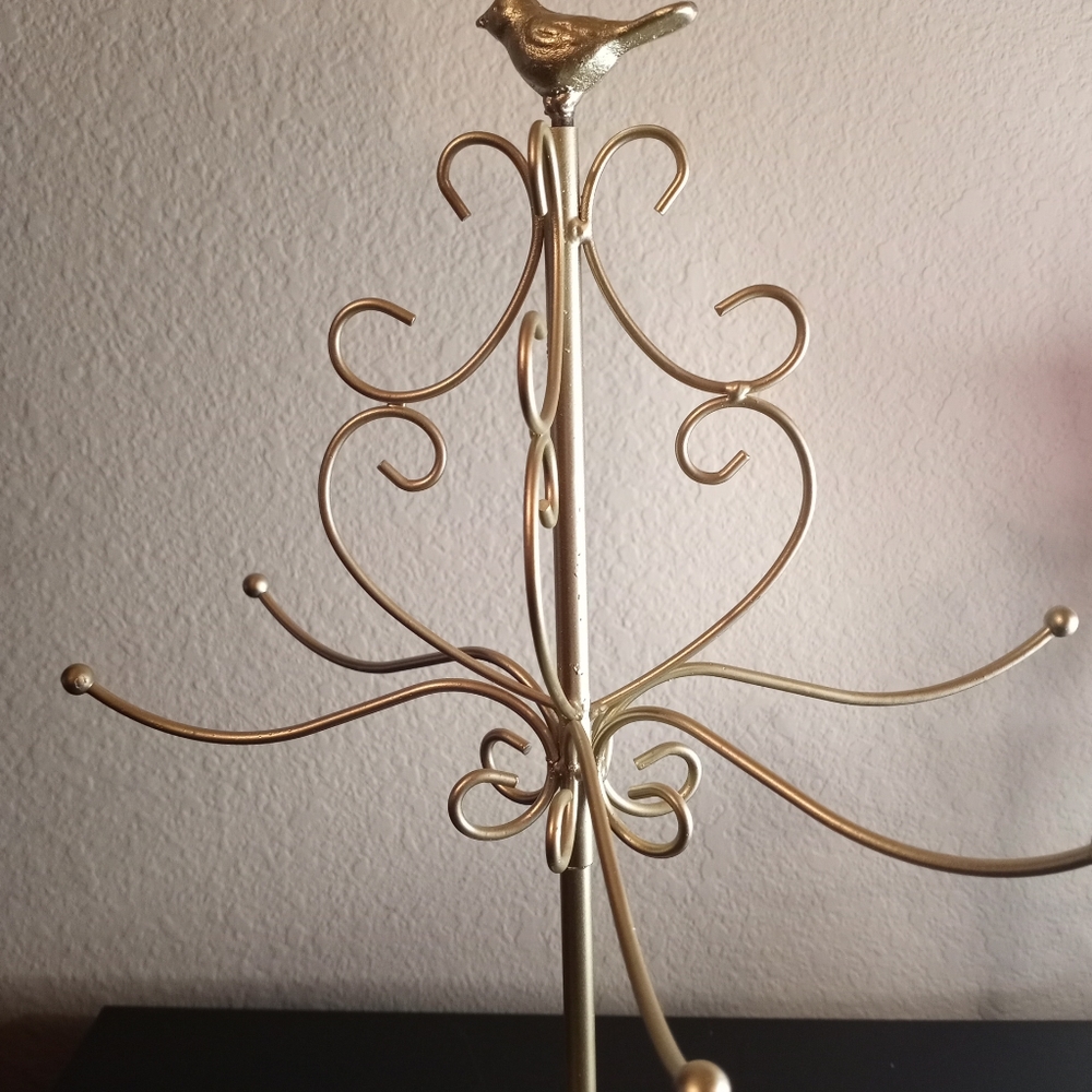 Jewelry Stand 16" Tall For Necklaces, Bracelets, Earings & Rings. Bird topper - Picture 2 of 4